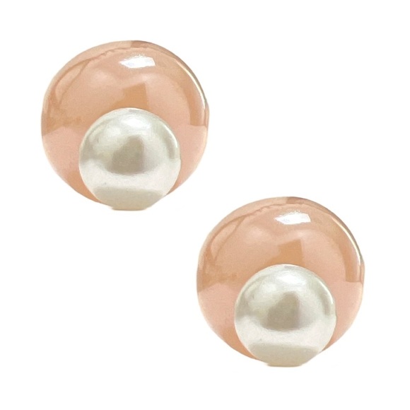 cära Jewelry - CÄRA • Elegant Pearl & Peach Reversible Stud Earrings